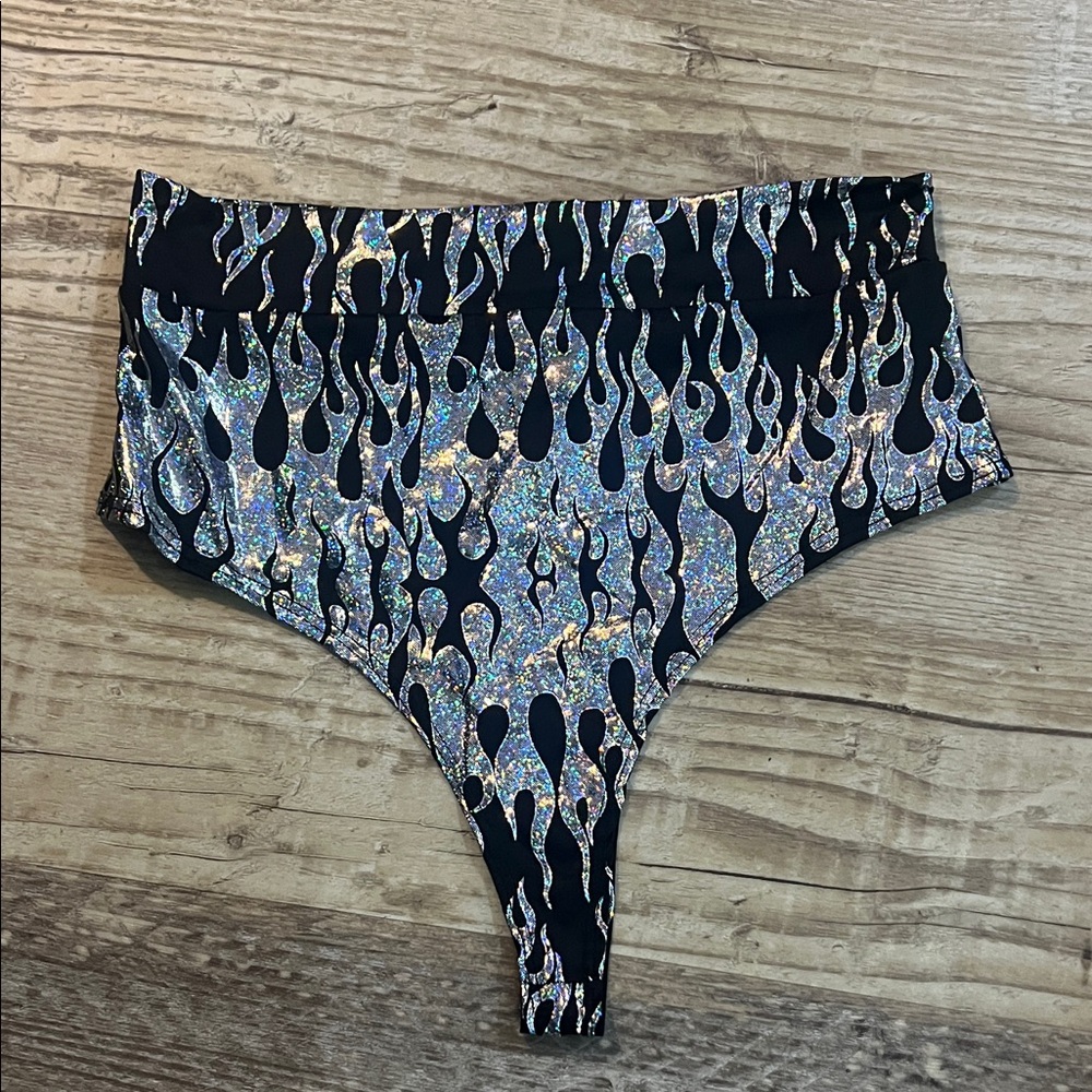 Glitter Flame High-Waist Bikini Bottom